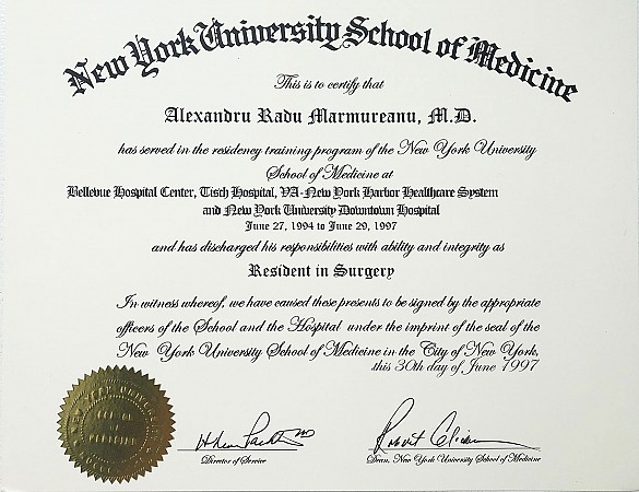 NYU Diploma 1997