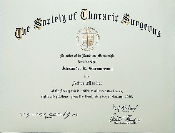 Society of Thoracic Surgeons Diploma 2009